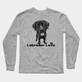 Black Lab Labrador Retriever Love Paw Logo Cartoon Dog Long Sleeve T-Shirt